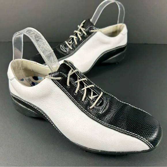 FootJoy Lopro 97223 Golf Shoes White/Black Spikes Women's 7.5M - Picture 4 of 9